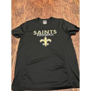 NFL Team Apparel Mens Black Size L New Orleans Saints T-Shirt Fleur-de-lis Logo